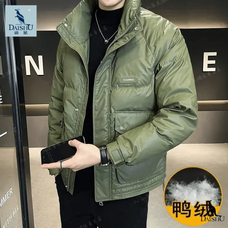 袋鼠羽绒服男士冬季上新男装潮牌青年短款品牌冬装加厚立领外套男
