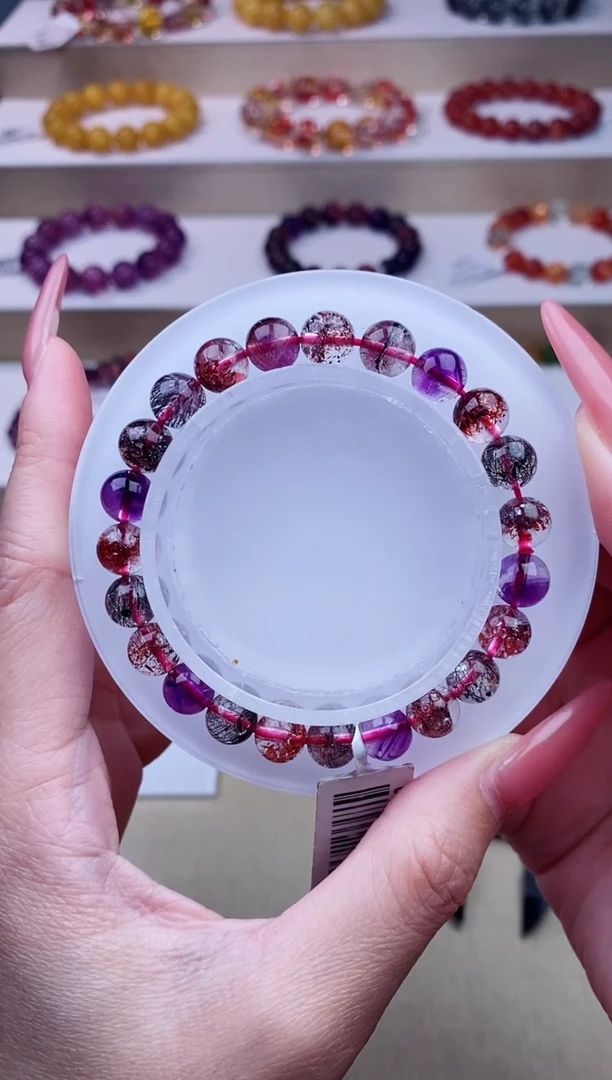 未镶嵌手链水晶黑加仑超七单圈7m+