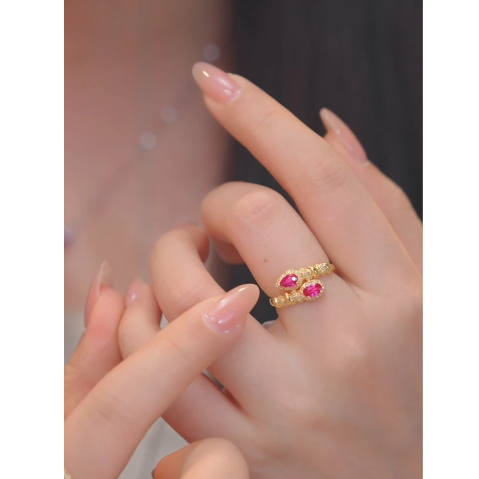 红宝石戒指18K金镶嵌（0.8ct）无烧@@U7877