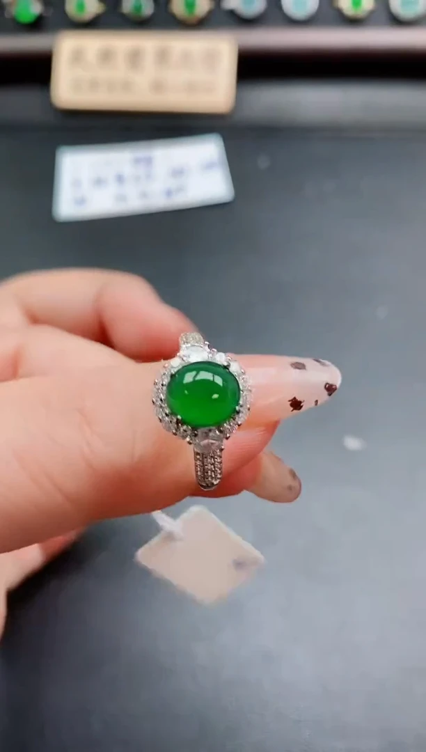 银S925镶嵌戒指翡翠1