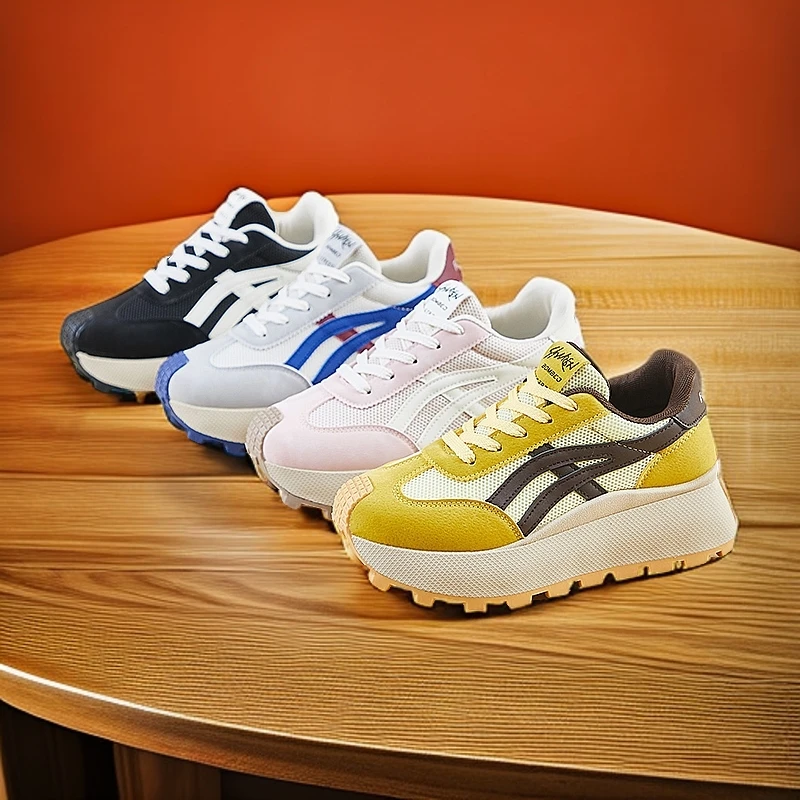 小个子女鞋2025春季透气跑步运动老爹鞋增高休闲欧若风夏季女鞋