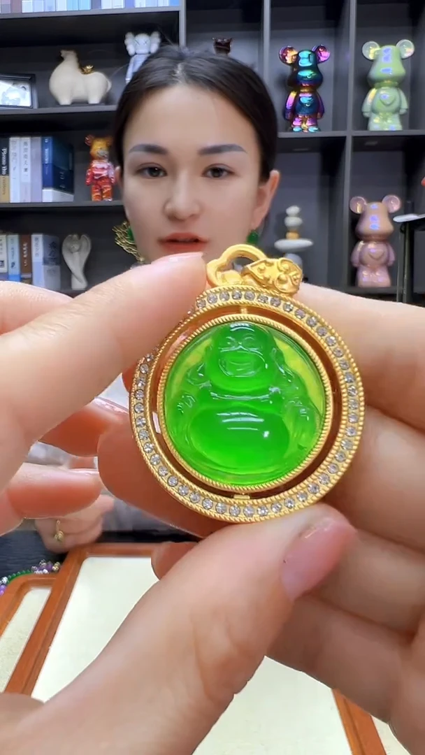 翡翠14K金镶嵌颈饰丹丹diy劲饰