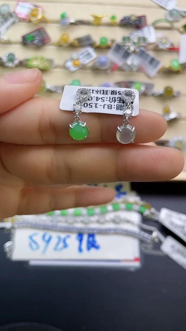 银S925镶嵌戒指翡翠翡翠 蛋面 银S925镶嵌