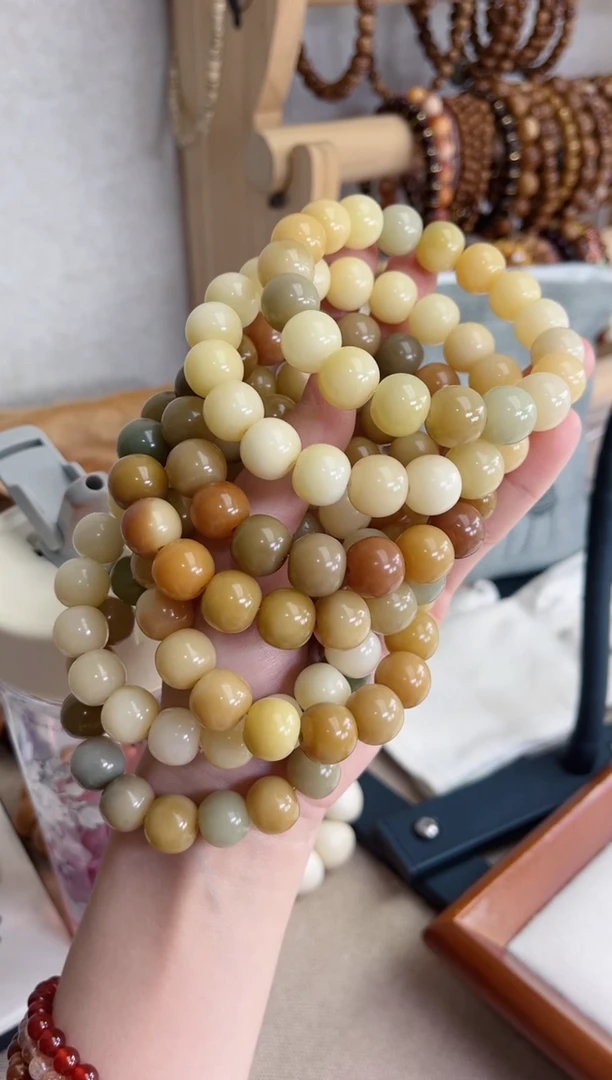 菩提根/象牙果手串c74玉化桶珠12*13瑕疵不补随机