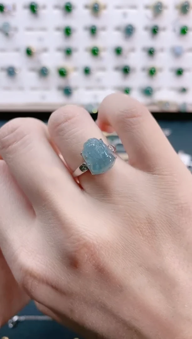 【闪购商品】翡翠戒指银S925镶嵌天然翡翠