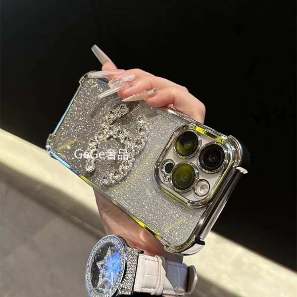 轻奢潮牌电镀带镜头膜适用苹果16pro max手机壳华为全包p70pro+软