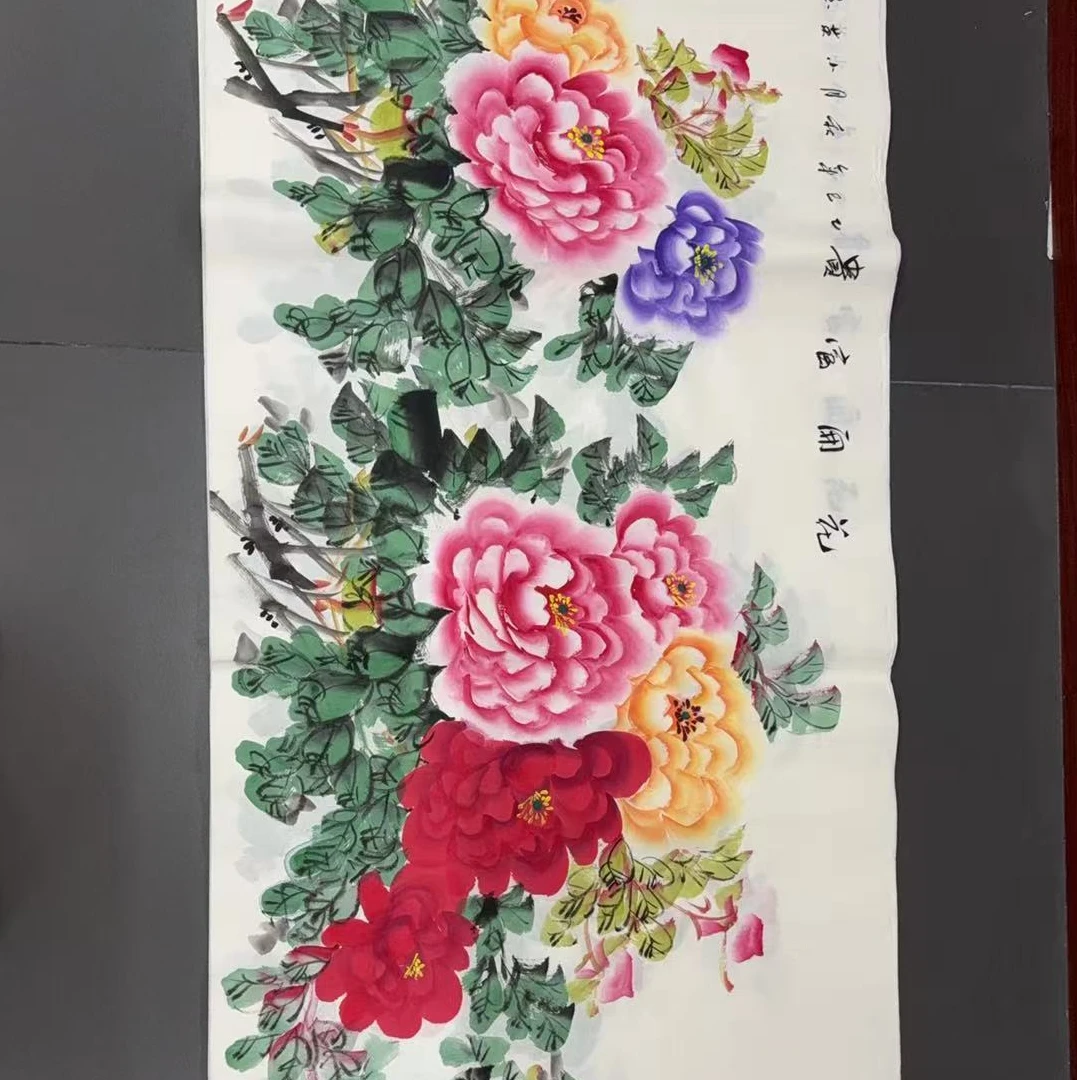 国画牡丹180×70cm