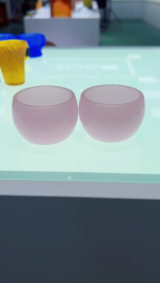 泥塑古法琉璃杯子一对摆件