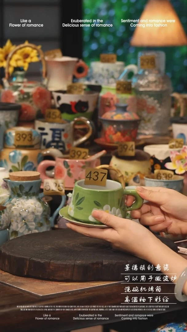 陶瓷437景德镇高温釉下彩手工手绘款式