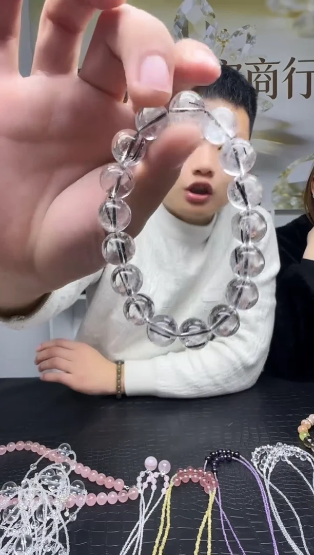 水晶摆件未镶嵌天然黑发手链