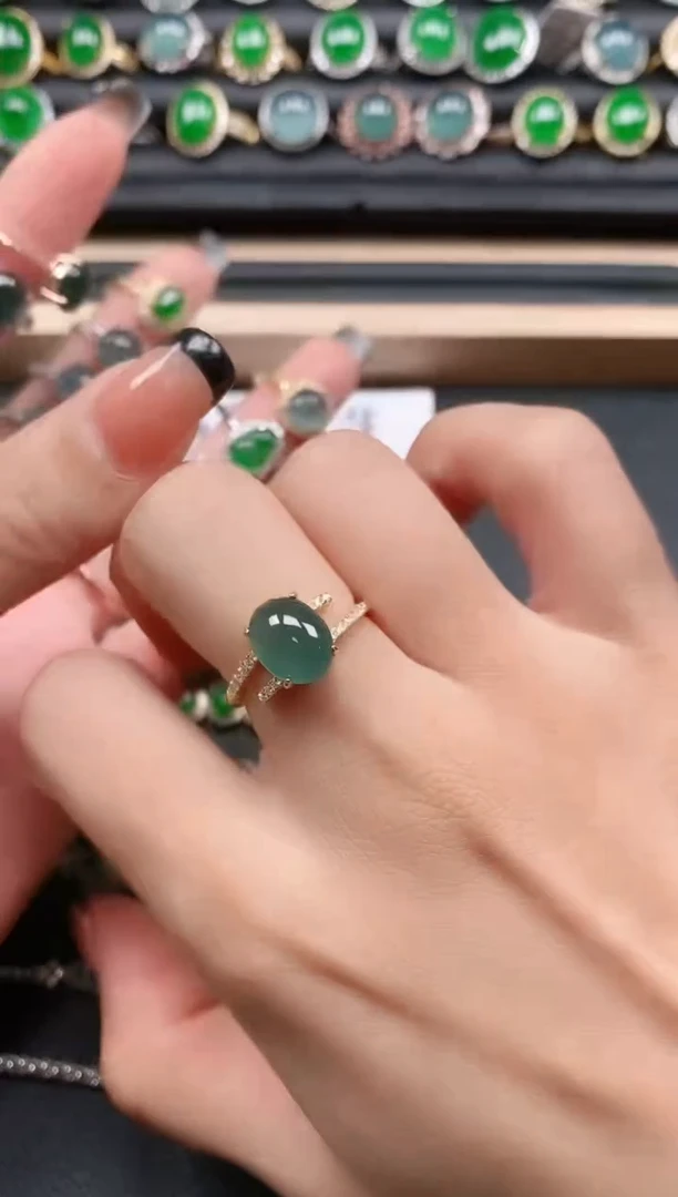 翡翠戒指银S925镶嵌1111