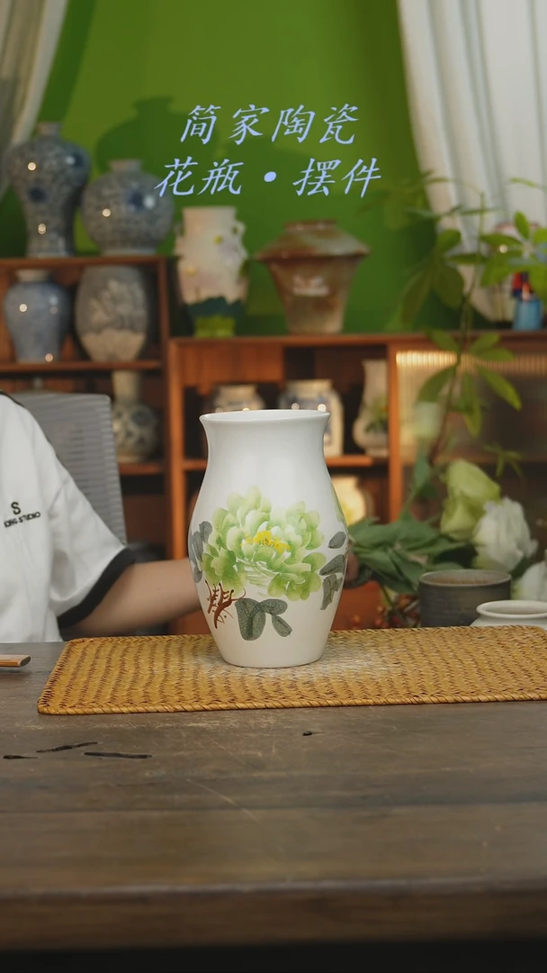 瓷片景德镇纯手工手绘花器摆件