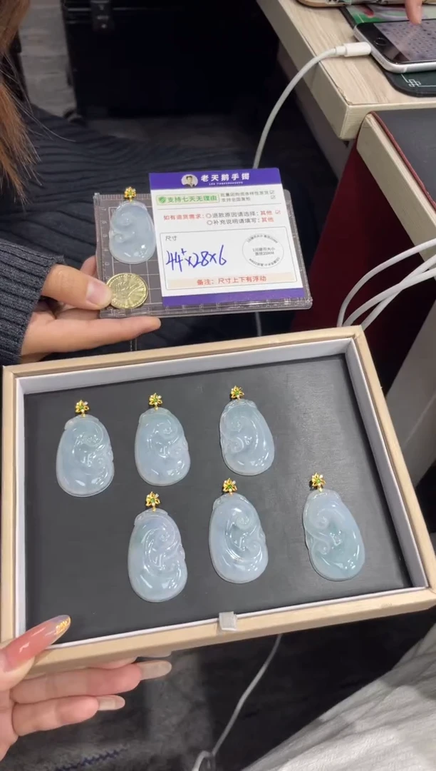18K金镶嵌挂件翡翠如意FL13/多样性发其一CP配绳
