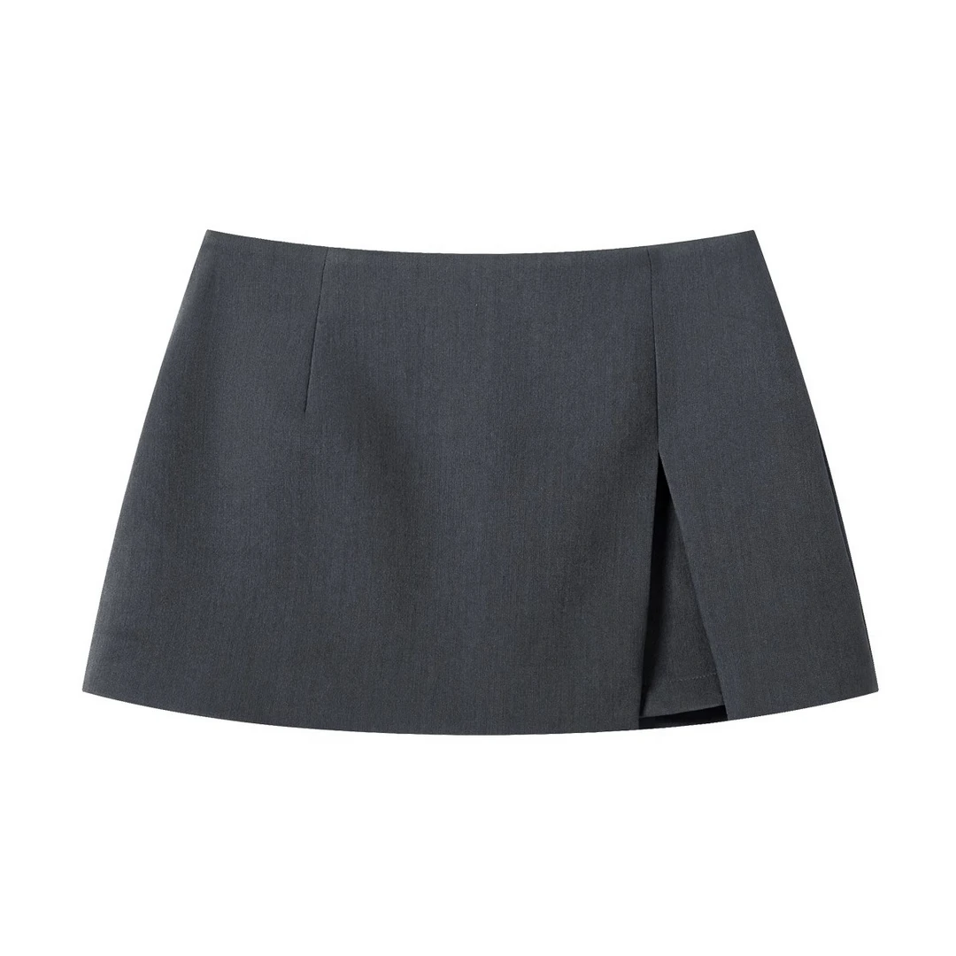 羊城故事-春季时尚时髦高腰显瘦开叉A字西装短裤裙子Y50449465