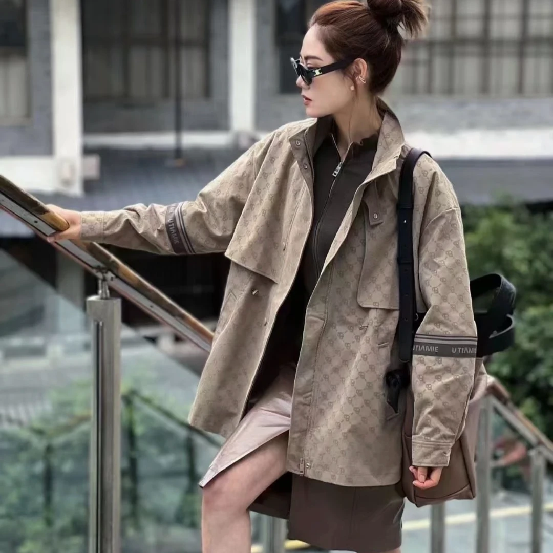 U/TI【再见巴黎】系列老钱风满印老花时尚洋气显瘦外套