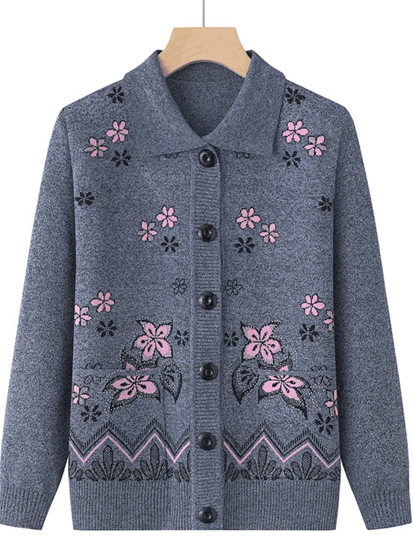 中老年人春装毛衣女妈妈太太春秋装开衫70岁80奶奶薄款宽松外套