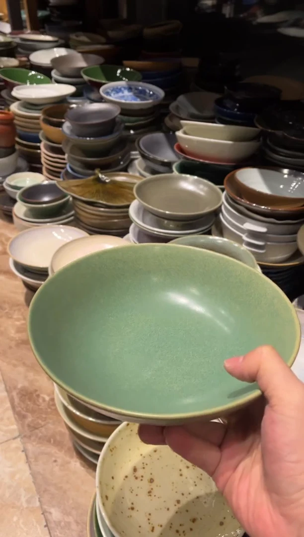 【闪购商品】瓷片764 绿色的深盘1个