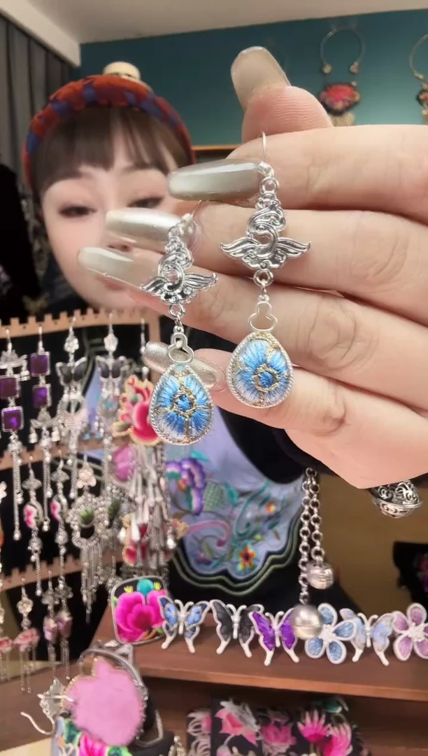 刺绣纯手工民族风刺绣耳环