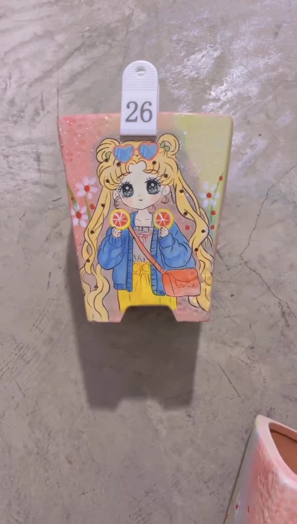 摆件堡*26陶花岛花盆罐—手工痕迹默认，大小会有1-2公分误差