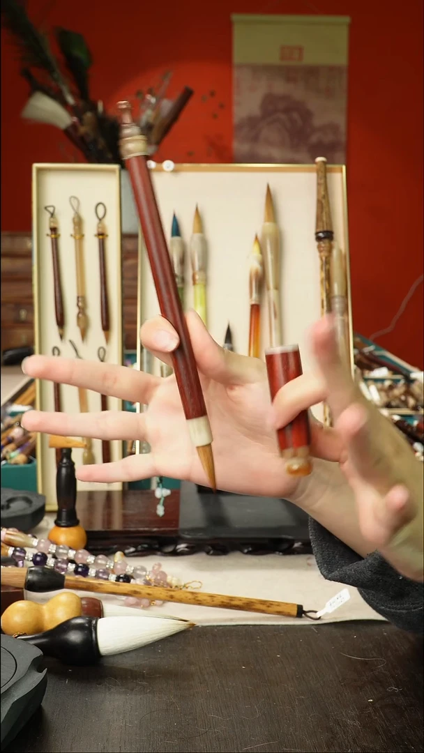 7号孤品高货毛笔链接 清水试笔 蘸墨不退