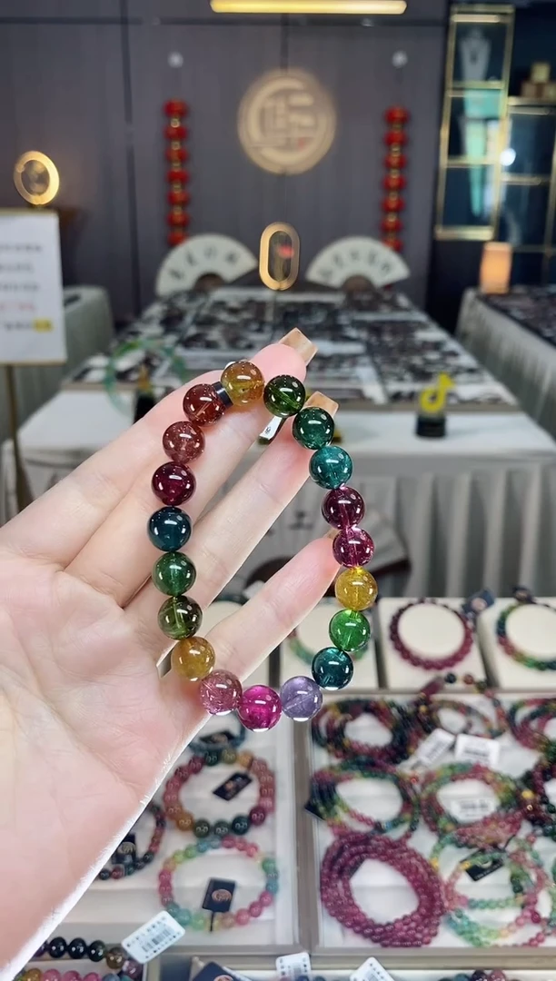 未镶嵌老矿碧玺彩虹单圈手串10mm+碧玺dan多样性发货一条