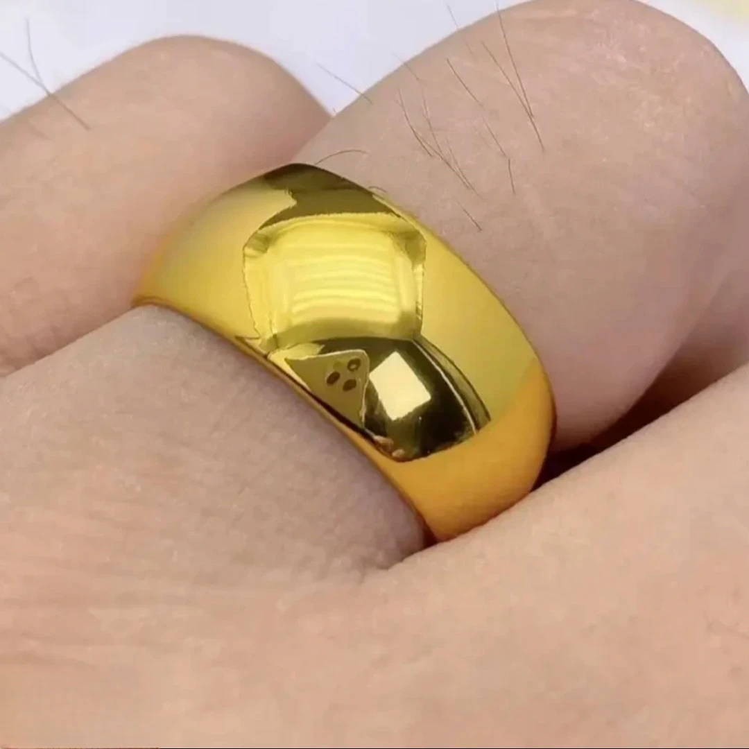 合金戒指 【抖音好物】大光面戒指 霸气 时尚 潮流 大气 金色 经典