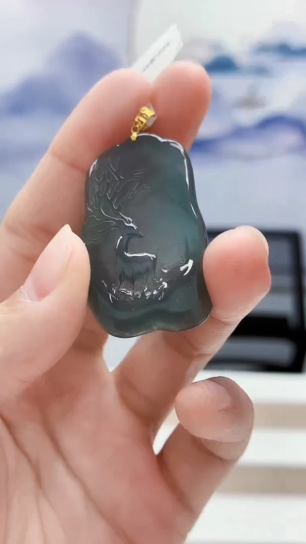 18K金镶嵌定制翡翠5167lr-毛货挂件48