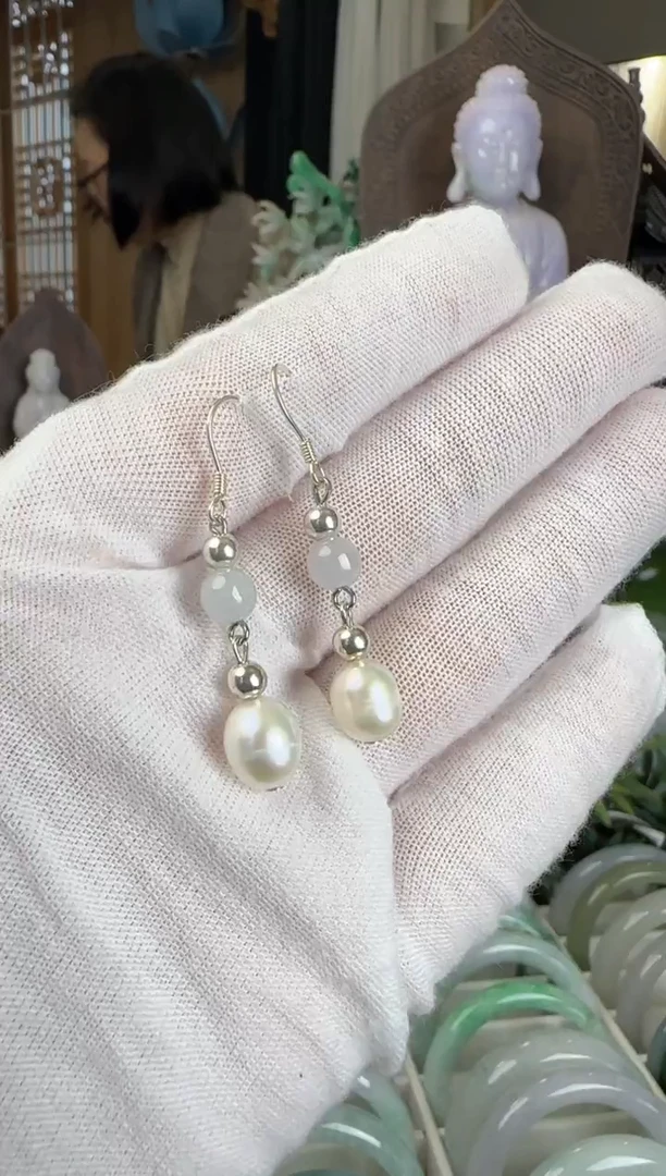 未镶嵌挂件翡翠耳饰