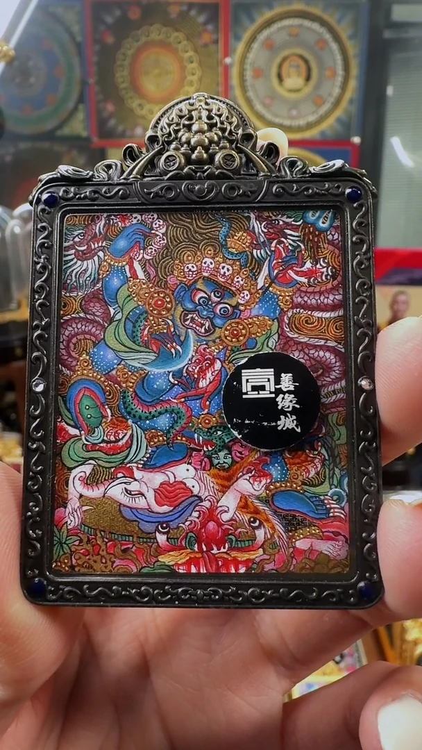 吊坠壹善缘城手绘唐卡大黑天
