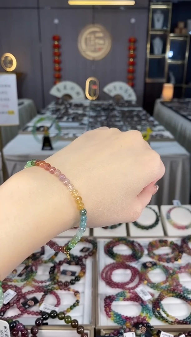 未镶嵌老矿碧玺单圈手串4mm+碧玺dan多样性发货一条