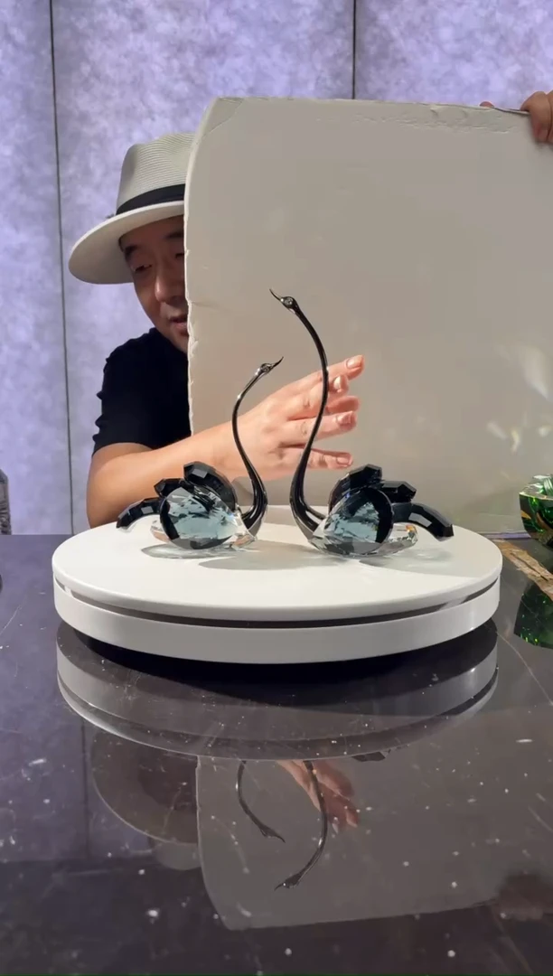摆件CS0103050墨兰水晶天鹅一对