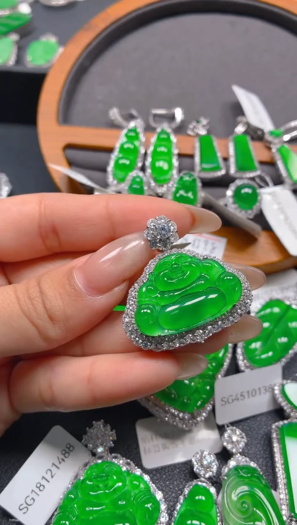 吊坠(不含链)银S925镶嵌翡翠1