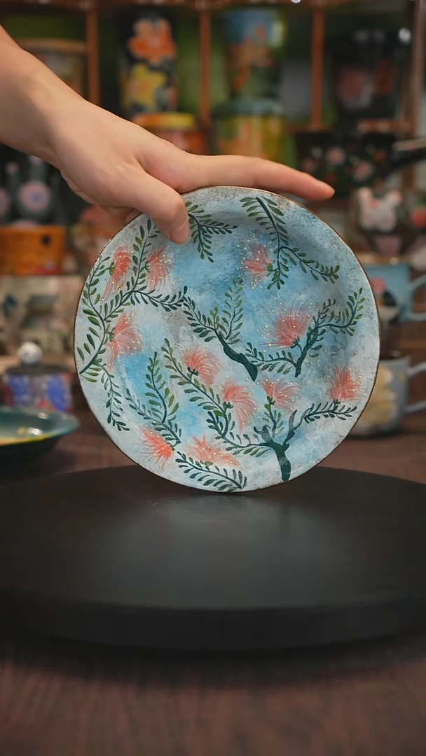 紫砂油画手绘釉下彩