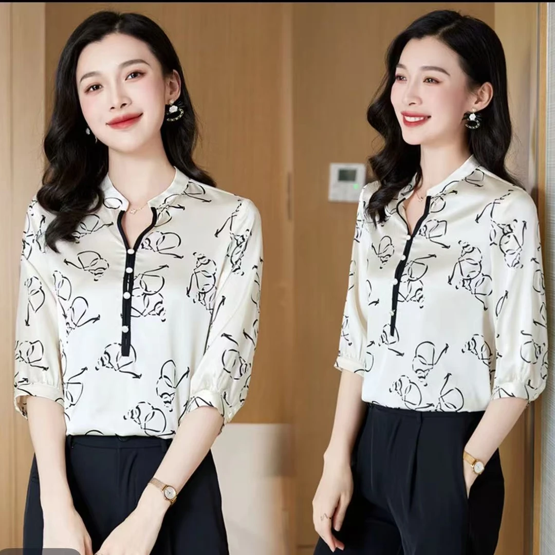 CHEN HENG 100%桑蚕丝真丝短袖气质时尚款