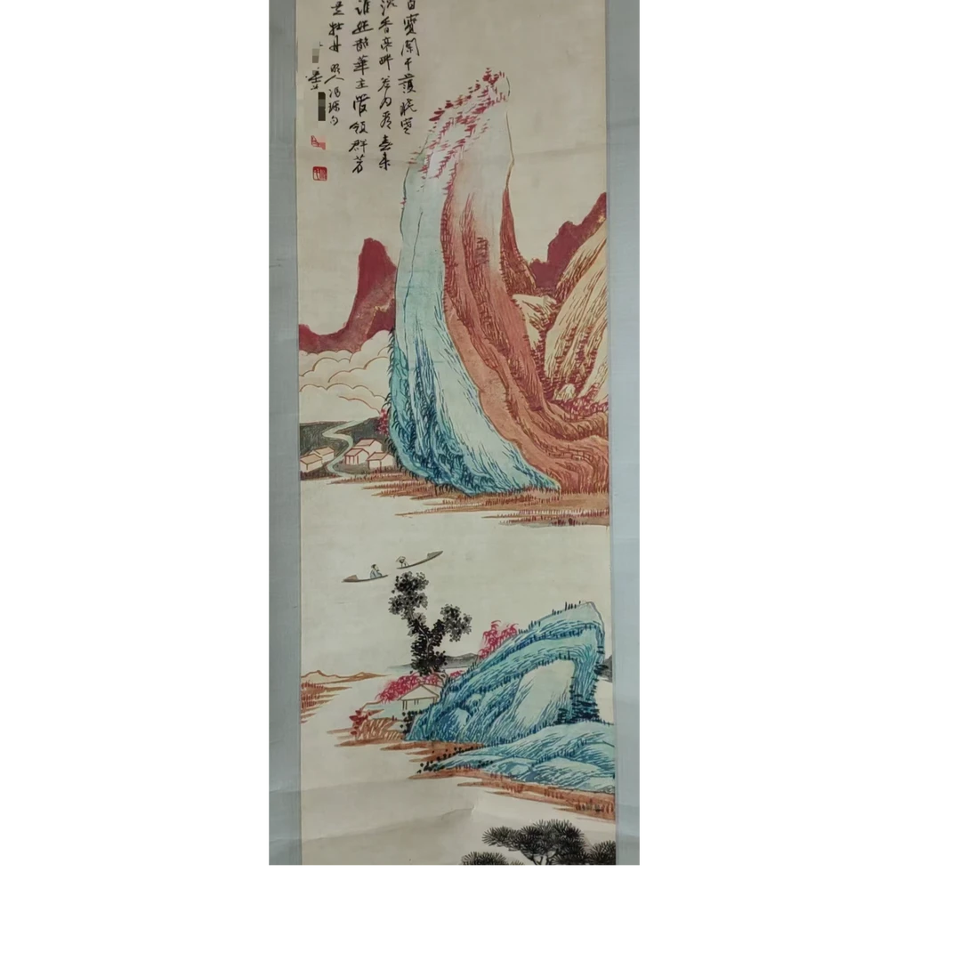 张老 款山水立轴100*40约3.6平尺