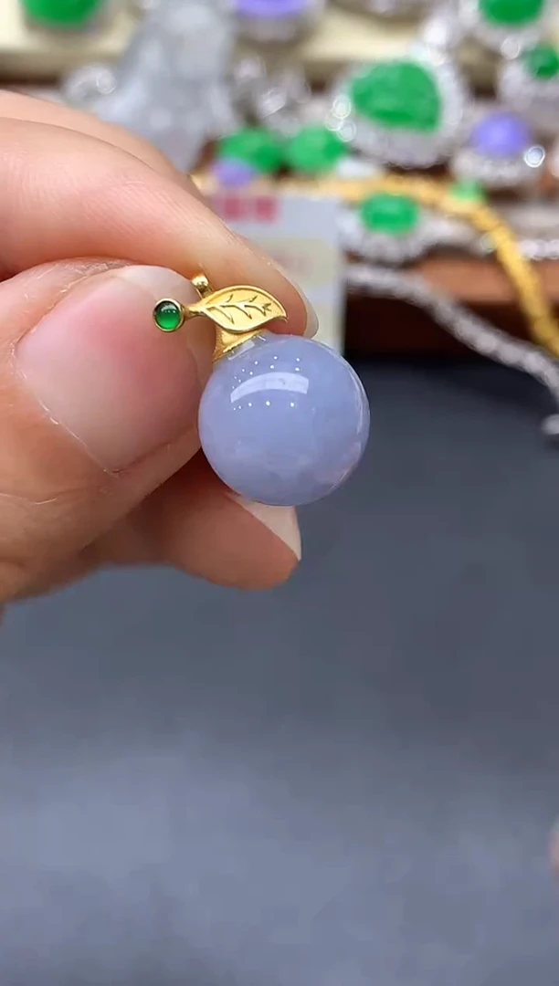 颈饰18K金镶嵌翡翠341-中国好珍宝