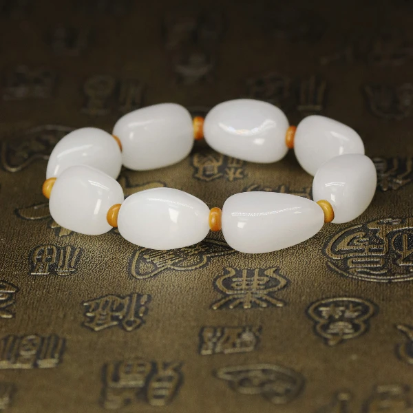 天然新疆玉石手串大卡位不规则金丝玉手链男女可戴直播间简约Y709