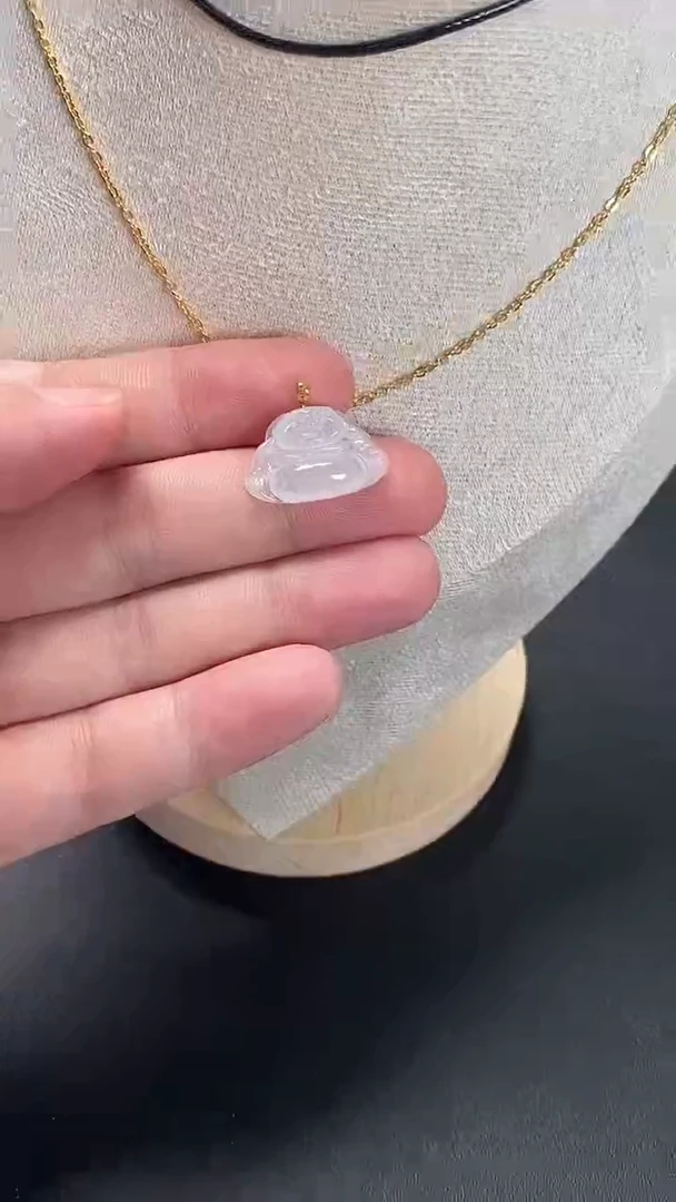 翡翠18K金镶嵌颈饰天然A货翡翠