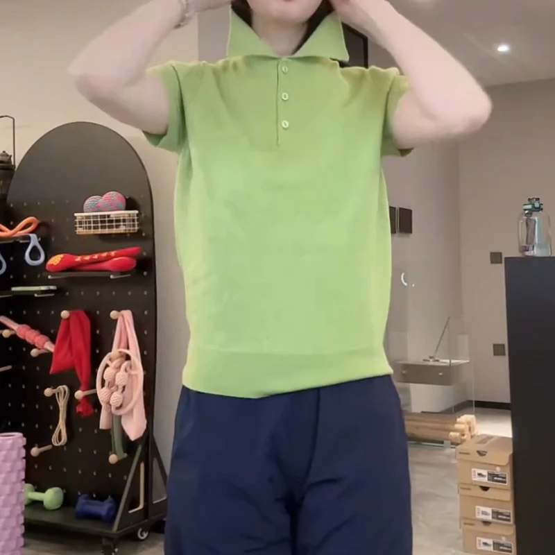 新款唤醒计划时髦高智感针织POLO衫运动短袖T恤LK2501797