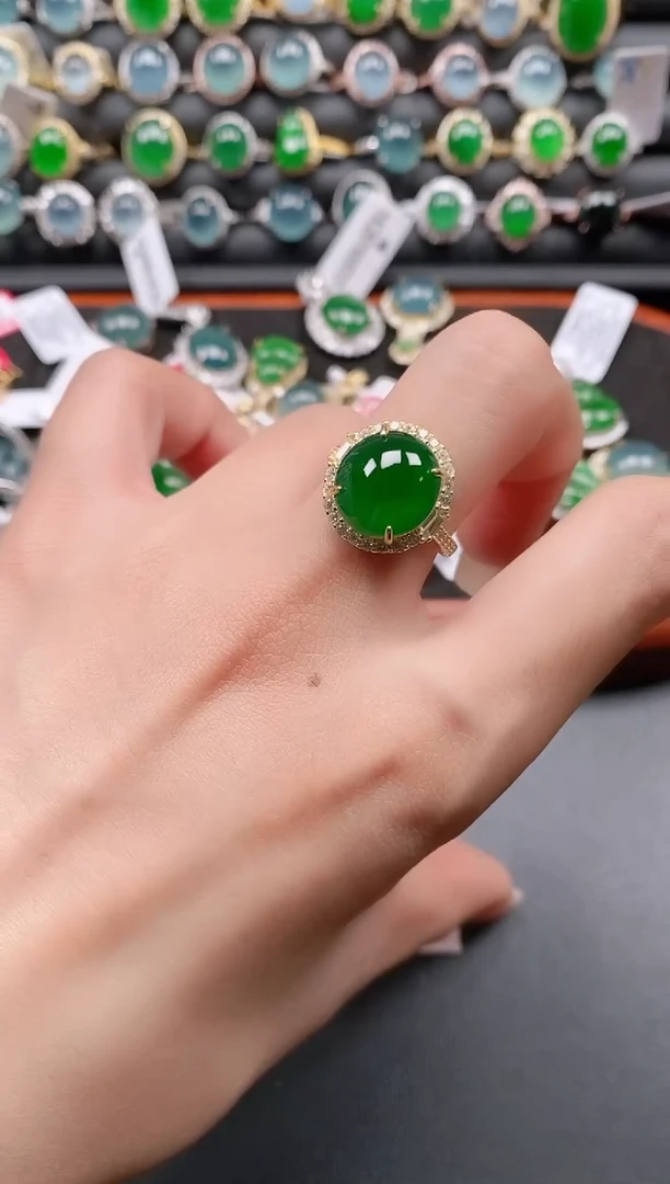 银S925镶嵌戒指翡翠1