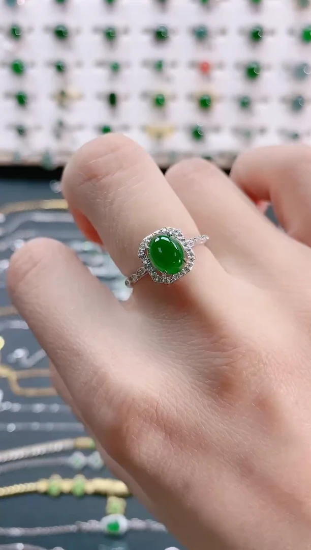 【闪购商品】翡翠戒指银S925镶嵌天然翡翠