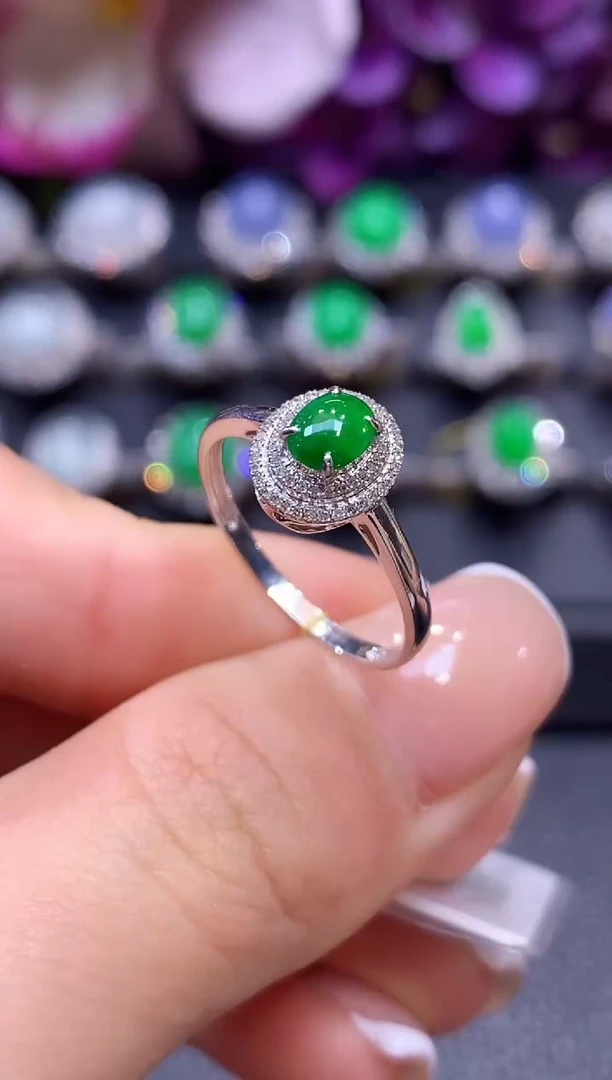 18K金镶嵌戒指翡翠a3