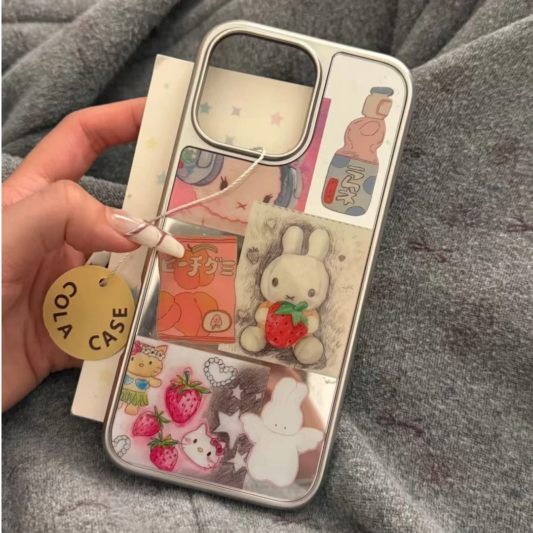 镜面草莓米菲适用于苹果17手机壳iPhone16Pro/15Pro女/14proMax