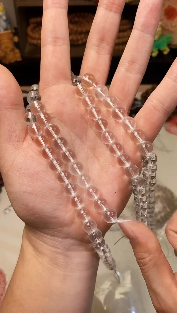 【闪购商品】玛瑙/玉髓手链未镶嵌白水晶卡10半成品37颗左右