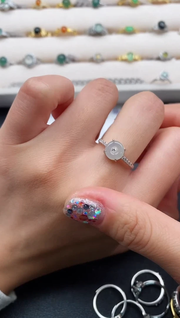 银S925镶嵌戒指翡翠55555555+1