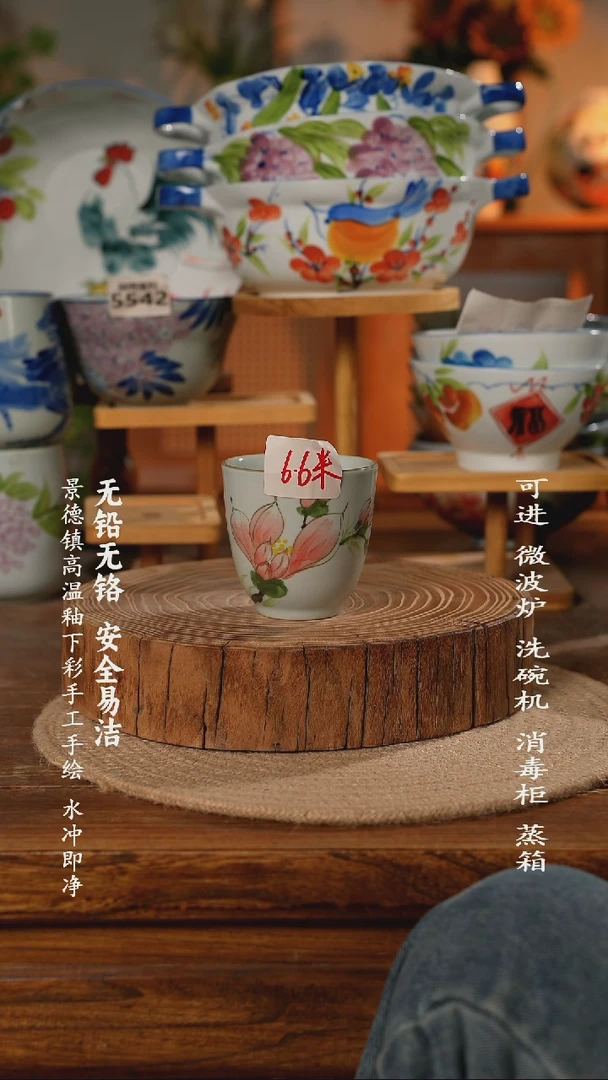 瓷景德镇高温瓷釉下彩手绘陶瓷