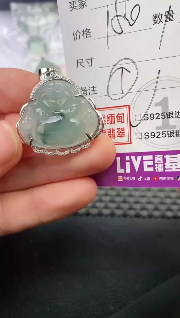 颈饰银S925镶嵌翡翠飞*挂件