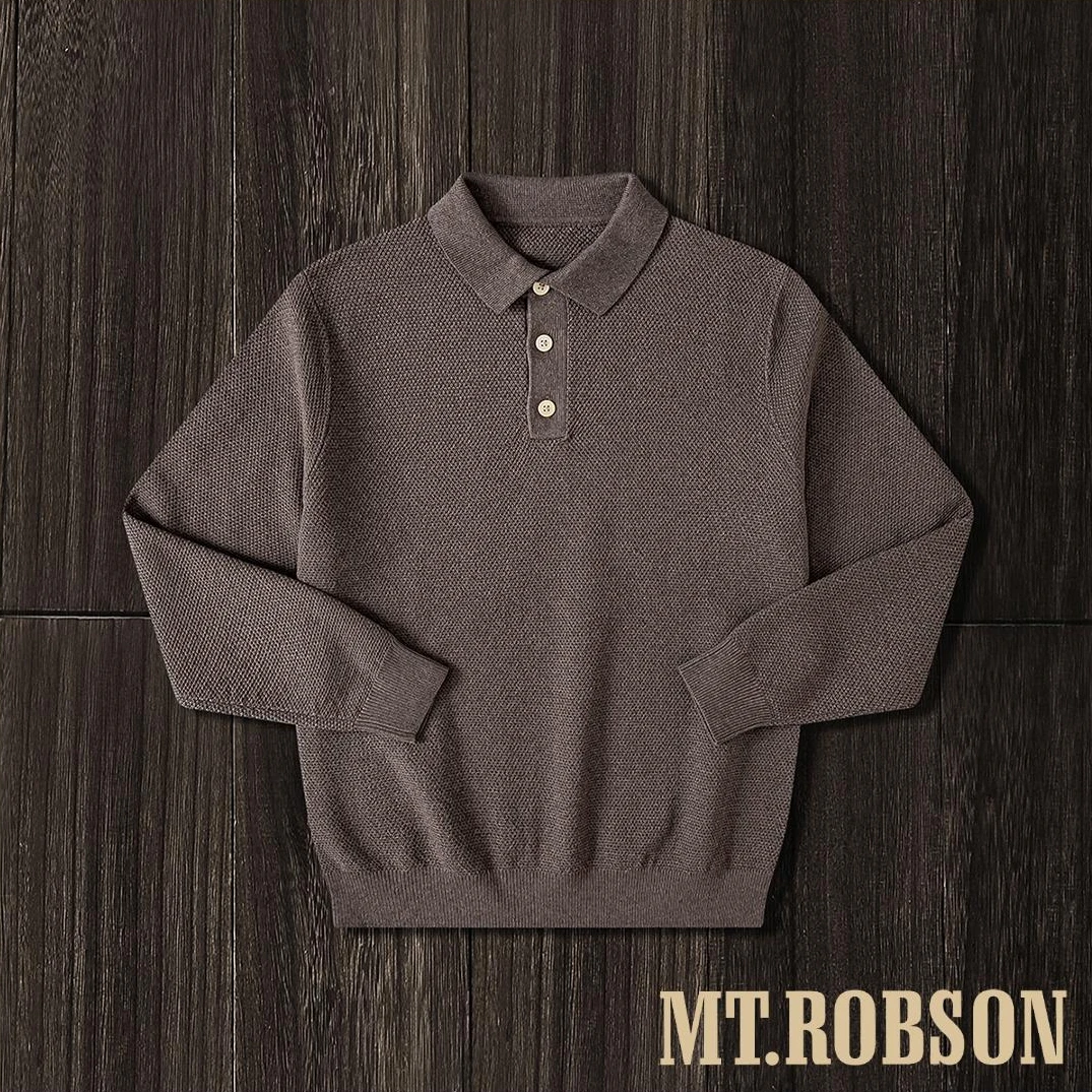 MT.Robson重磅Polo针织长袖套头保暖美式复古男女加厚毛衣可机洗