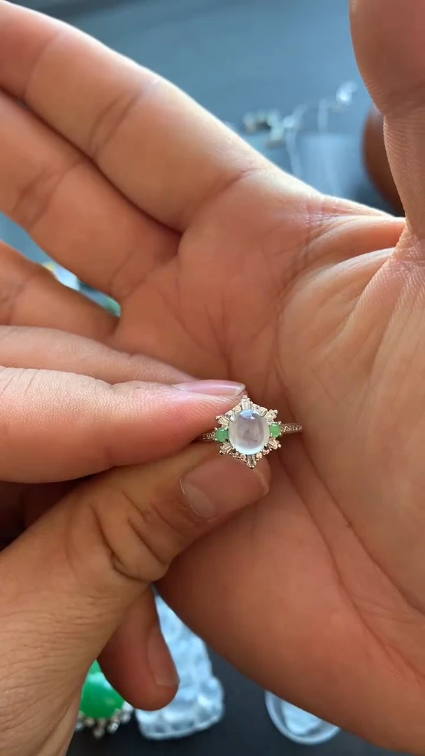 银S925镶嵌戒指翡翠老郭珠宝