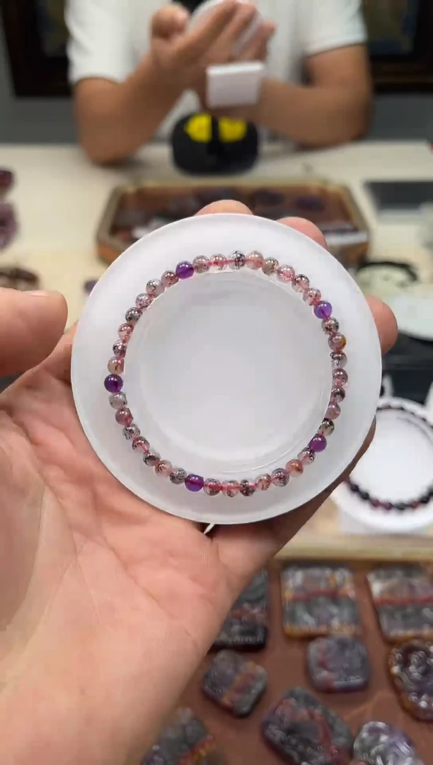 未镶嵌手串水晶超七金草莓6mm 多样性发一